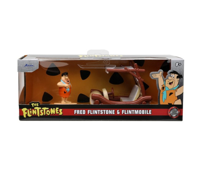 Jada set masinuta metalica flintmobilul scara 1:32 si figurina fred flintstone Jada set masinuta metalica flintmobilul scara 1:32 si figurina fred flintstone