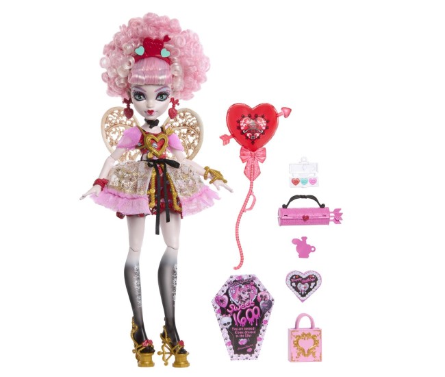 Monster high aniversare dulce si infricosatoare papusa cupid asteria cu accesorii
