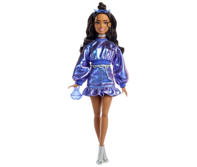 Barbie deluxe style papusa barbie rochie albastru metalizat Barbie deluxe style papusa barbie rochie albastru metalizat