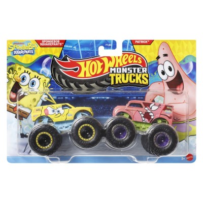 Hot wheels monster truck set 2 masini spongebob squarepants si patrick scara 1 la 64