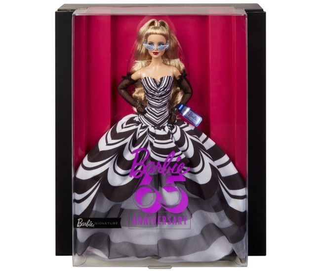 Barbie signature aniversare 65 ani papusa barbie cu rochie de bal alb negru Barbie signature aniversare 65 ani papusa barbie cu rochie de bal alb negru