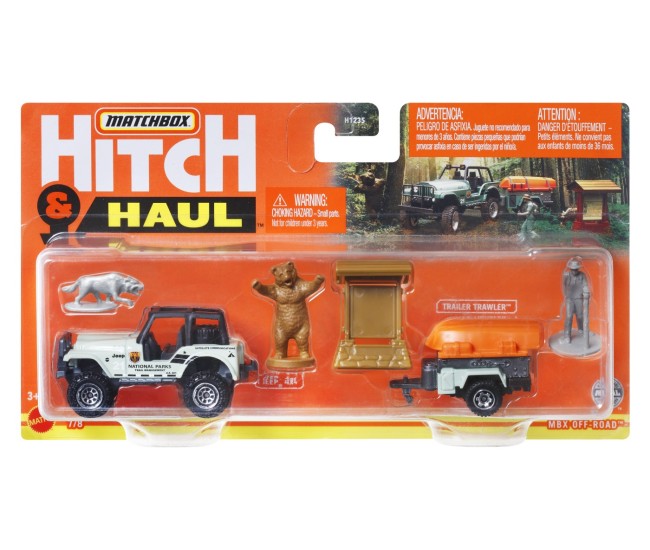 Matchbox hitch&haul set 2 vehicule mbx off road 1988 jeep 4x4 trailer trawler scara 1:64 Matchbox hitch&haul set 2 vehicule mbx off road 1988 jeep 4x4 trailer trawler scara 1:64