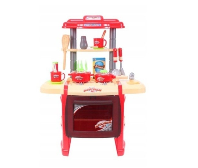 Set de joaca malplay bucatarie pentru copii cu accesorii si cuptor rosu 65 cm Set de joaca malplay bucatarie pentru copii cu accesorii si cuptor rosu 65 cm