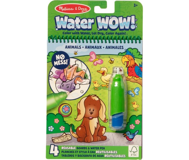 Melissa and doug carte de colorat animale reutilizabila cu apa water wow