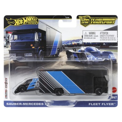 Hot wheels transportator sauber mercedes c9 cu masinuta fleet flyer scara 1:64