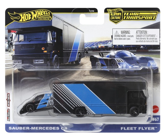 Hot wheels transportator sauber mercedes c9 cu masinuta fleet flyer scara 1:64 Hot wheels transportator sauber mercedes c9 cu masinuta fleet flyer scara 1:64