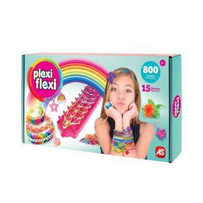 Plexi flexi gherghef pentru impletit cu 800 elastice din cauciuc si 15 accesorii