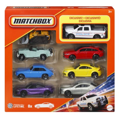 Matchbox set 8 masinute metalice exclusiv camioneta politiei scara 1 la 64
