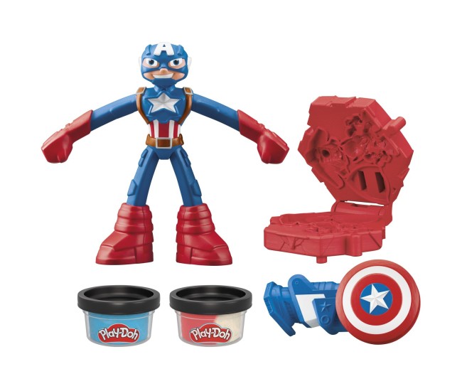 Play-doh marvel figurina flexibila cu accesorii captain america 10cm Play-doh marvel figurina flexibila cu accesorii captain america 10cm