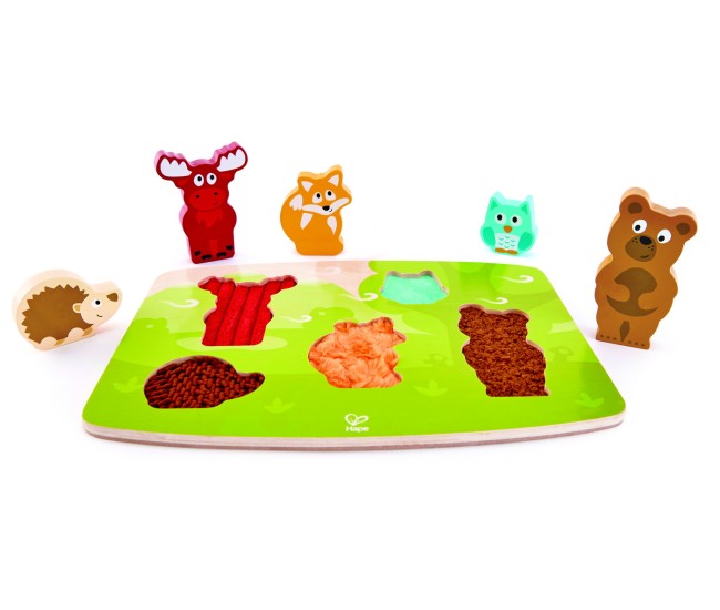 Hape puzlle tactil - animalele din padure Hape puzlle tactil - animalele din padure