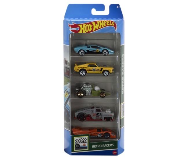Set 5 masini hot wheels cu design retro racers Set 5 masini hot wheels cu design retro racers
