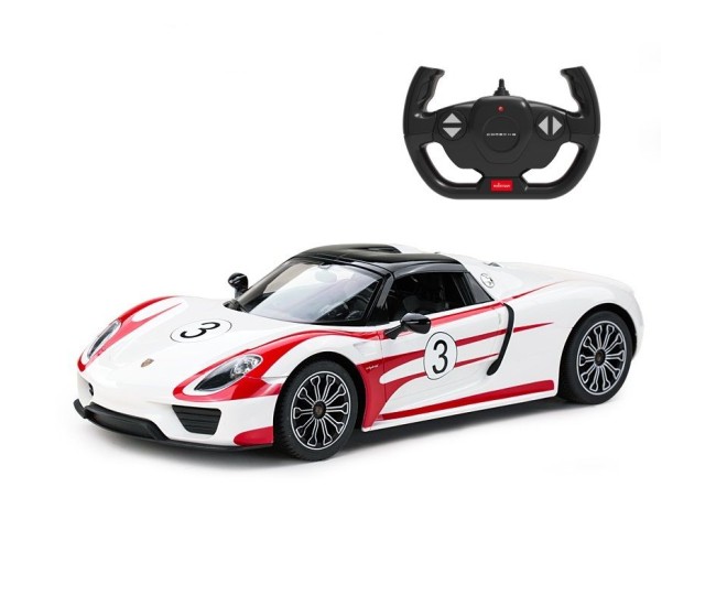 Masina cu telecomanda porsche 918 spyder weissach alb scara 1 la 14 Masina cu telecomanda porsche 918 spyder weissach alb scara 1 la 14