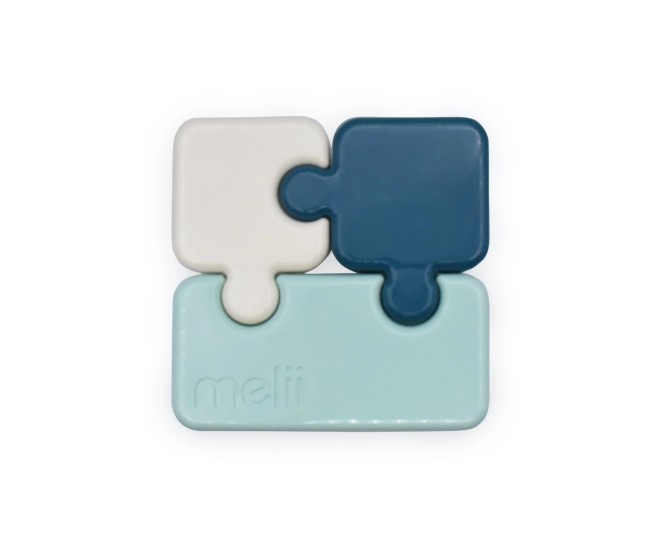 Recipient hrana bebe model puzzle, melii luxe, bleumarin ivoire menta