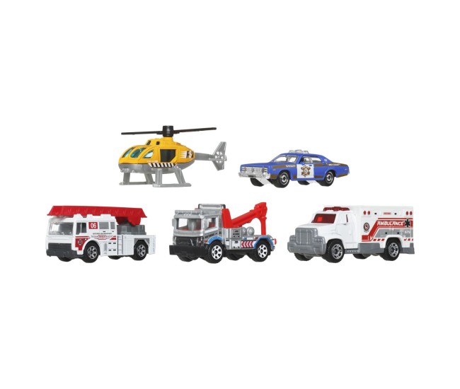 Matchbox set 5 masinute metalice rescue scara 1 la 64 Matchbox set 5 masinute metalice rescue scara 1 la 64