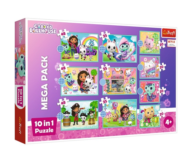 Puzzle trefl 10in1 gabbys dollhouse in universul lui gabby Puzzle trefl 10in1 gabbys dollhouse in universul lui gabby