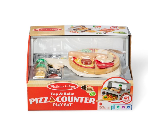 Melissa and doug top and bake set de joaca masa de facut pizza din lemn