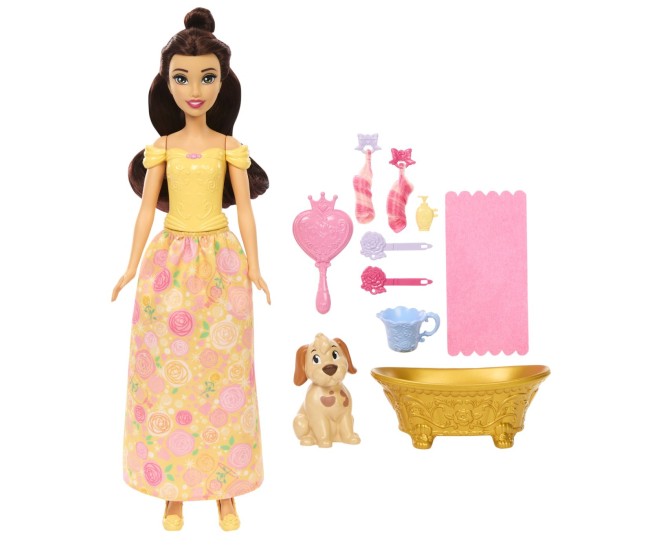 Disney princess papusa bella cu catel si accesorii Disney princess papusa bella cu catel si accesorii