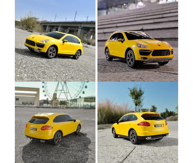 Masina cu telecomanda porsche cayenne turbo galben cu scara 1 la 24 Masina cu telecomanda porsche cayenne turbo galben cu scara 1 la 24