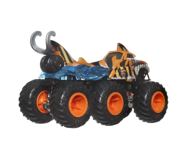 Hot wheels monster truck big rigs masinuta metalica cu 6 roti tiger shark scara 1:64
