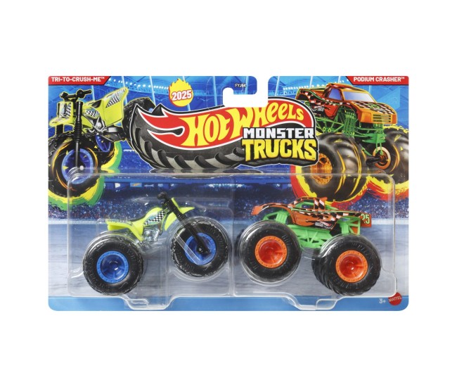 Hot wheels monster truck set 2 masini tri to crush me si podium crasher scara 1 la 64 Hot wheels monster truck set 2 masini tri to crush me si podium crasher scara 1 la 64