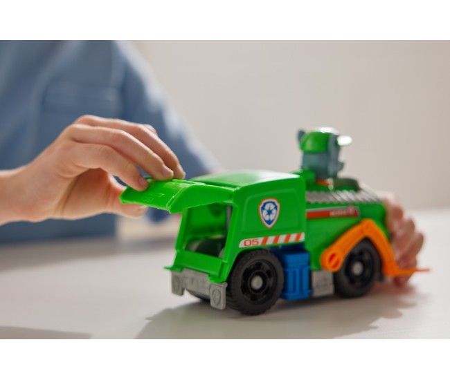 Patrula catelusilor set vehicul de baza camionul de reciclare  si figurina rocky Patrula catelusilor set vehicul de baza camionul de reciclare  si figurina rocky