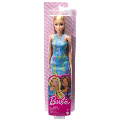 Papusa barbie blonda cu rochita albastra