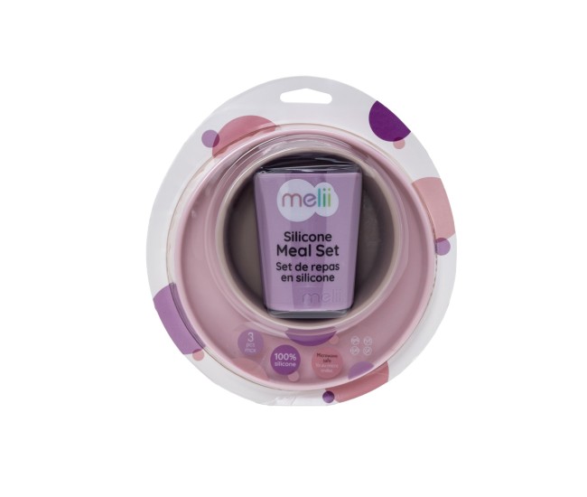 Set 3 recipiente silicon hrana bebe, melii, purple&pink&grey Set 3 recipiente silicon hrana bebe, melii, purple&pink&grey