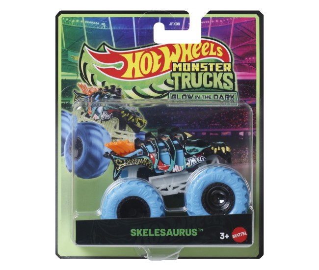 Hot wheels monster truck glow in the dark masinuta skelesaurus scara 1 la 64 Hot wheels monster truck glow in the dark masinuta skelesaurus scara 1 la 64