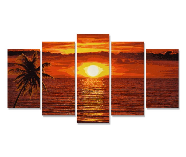 Kit pictura pe numere schipper apus in caraibe, 5 tablouri Kit pictura pe numere schipper apus in caraibe, 5 tablouri