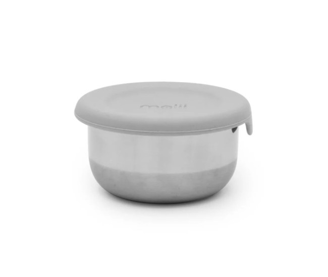 Set 3 recipiente mini inox cu capac silicon, melii, roz mov gri Set 3 recipiente mini inox cu capac silicon, melii, roz mov gri