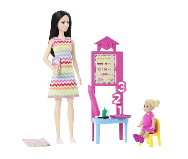 Barbie set de joaca papusa barbie bruneta face cariera profesoara Barbie set de joaca papusa barbie bruneta face cariera profesoara