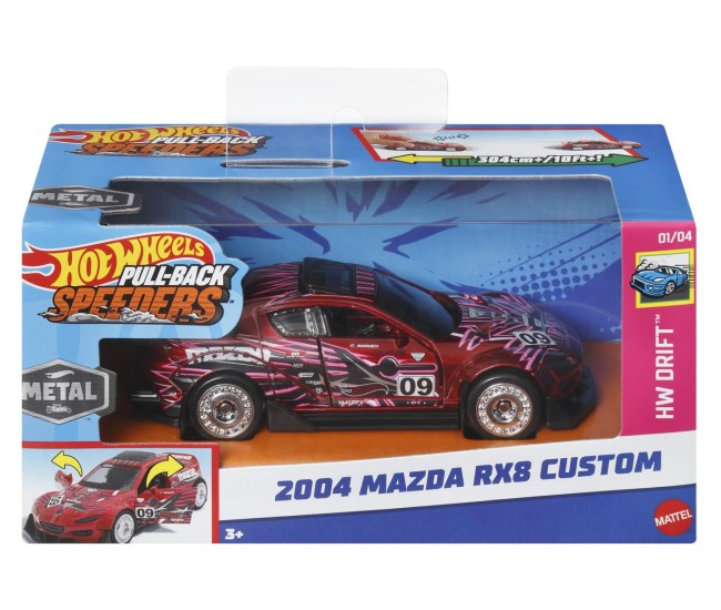 Hot wheels masinuta metalica cu sistem pull back mazda 2004 rx8 custom scara 1:43 Hot wheels masinuta metalica cu sistem pull back mazda 2004 rx8 custom scara 1:43