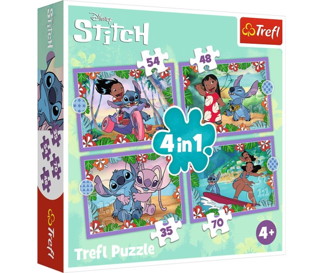 Puzzle trefl 4in1 stitch ziua fermecata Puzzle trefl 4in1 stitch ziua fermecata