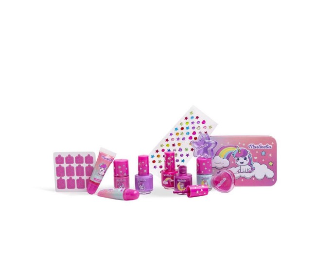 Martinelia little unicorn set luciu de buze si lac de unghii cu cutie metalica Martinelia little unicorn set luciu de buze si lac de unghii cu cutie metalica