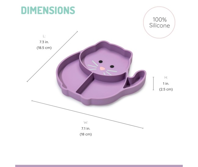 Farfurie compartimentata din silicon cu ventuza, melii luxe, pisica