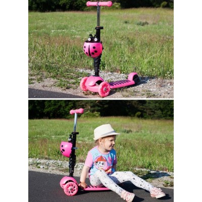 Trotineta malplay buburuza tip scooter roz