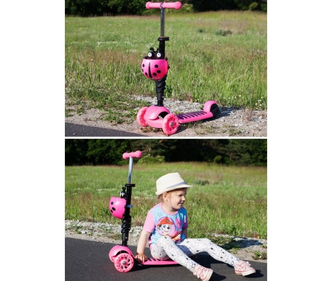 Trotineta malplay buburuza tip scooter roz