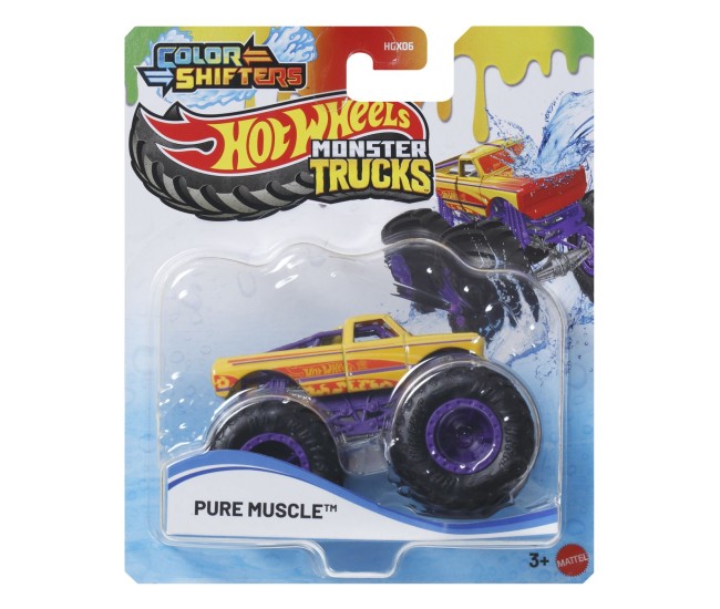 Hot wheels monster truck camion pure muscle cu culori schimbatoare scara 1 la 64 Hot wheels monster truck camion pure muscle cu culori schimbatoare scara 1 la 64