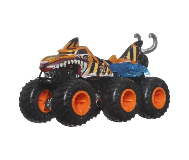 Hot wheels monster truck big rigs masinuta metalica cu 6 roti tiger shark scara 1:64