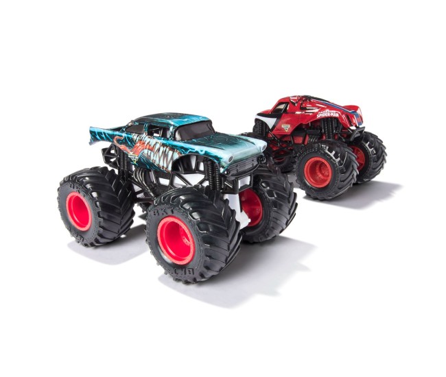 Monster jam set 2 masinute metalice venom vs the amazing spiderman scara 1 la 65