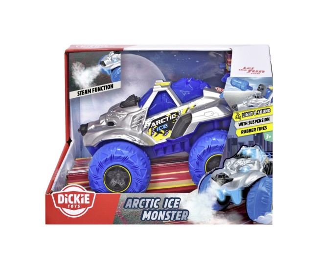 Dickie masina de teren arctic ice monster cu lumini sunete suspensii si functie abur 25cm Dickie masina de teren arctic ice monster cu lumini sunete suspensii si functie abur 25cm
