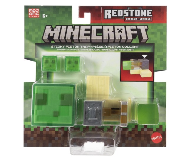Minecraft redstone charged set capcana cu piston lipicios figurina cu accesorii
