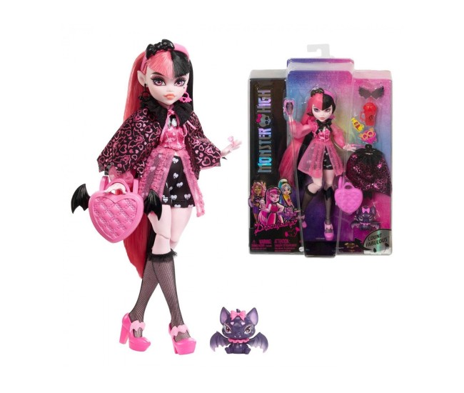 Monster high papusa draculaura cu animalut si accesorii Monster high papusa draculaura cu animalut si accesorii