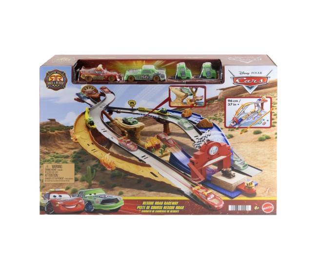 Cars race and rescue set de joaca curcuit de salvare si 3 masinute metalice Cars race and rescue set de joaca curcuit de salvare si 3 masinute metalice