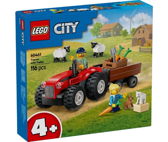 Lego city tractor de ferma rosu cu remorca si oi 60461 Lego city tractor de ferma rosu cu remorca si oi 60461