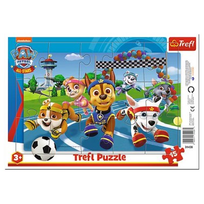 Puzzle trefl 15 cu cadru patrula catelusilor caini de ajutor Puzzle trefl 15 cu cadru patrula catelusilor caini de ajutor