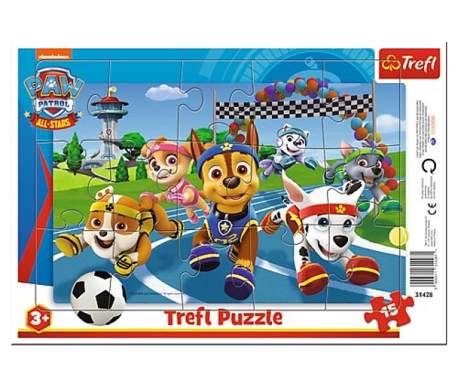Puzzle trefl 15 cu cadru patrula catelusilor caini de ajutor Puzzle trefl 15 cu cadru patrula catelusilor caini de ajutor