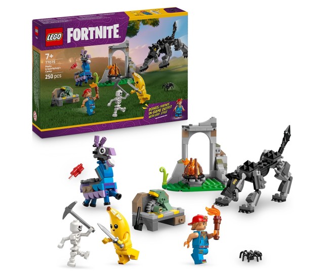 Lego fortnite tabara lui peely si sparkplug 77075