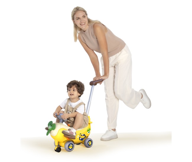 Avion interactiv 4 in 1 ride on si maner de impingere banana Avion interactiv 4 in 1 ride on si maner de impingere banana