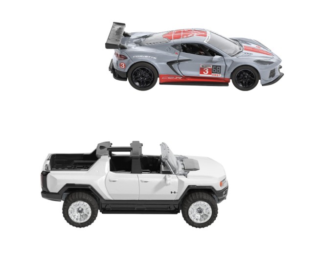 Hot wheels set 2 masinute metalice pull back gmc hummer ev si corvette c8r 1:43 Hot wheels set 2 masinute metalice pull back gmc hummer ev si corvette c8r 1:43